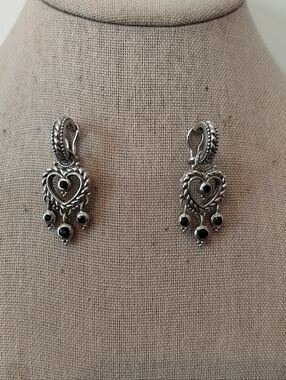 Judhit Ripka Sterling-Style  Heart Drop Earrings with Blue Stone Accents